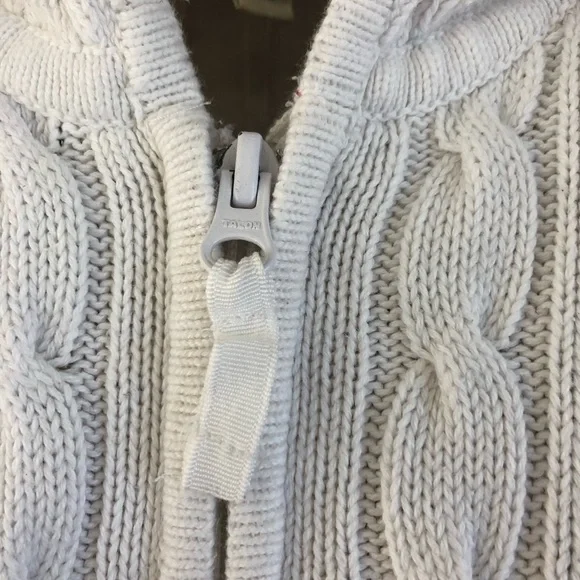 St. John's Bay Full Zip Hooded White Cable Knit Women's Cardigan - Picture 3 of 11